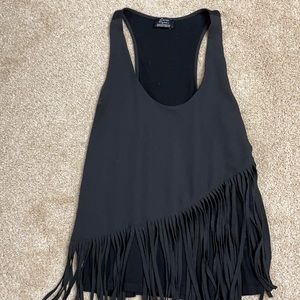 Black Zara tank with fringe